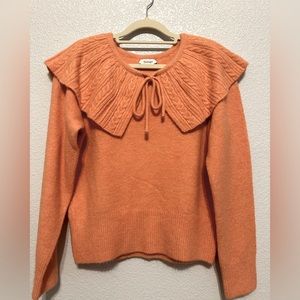 CALLIGRAHIE women’s coral knit sweatshirt with collar and bow